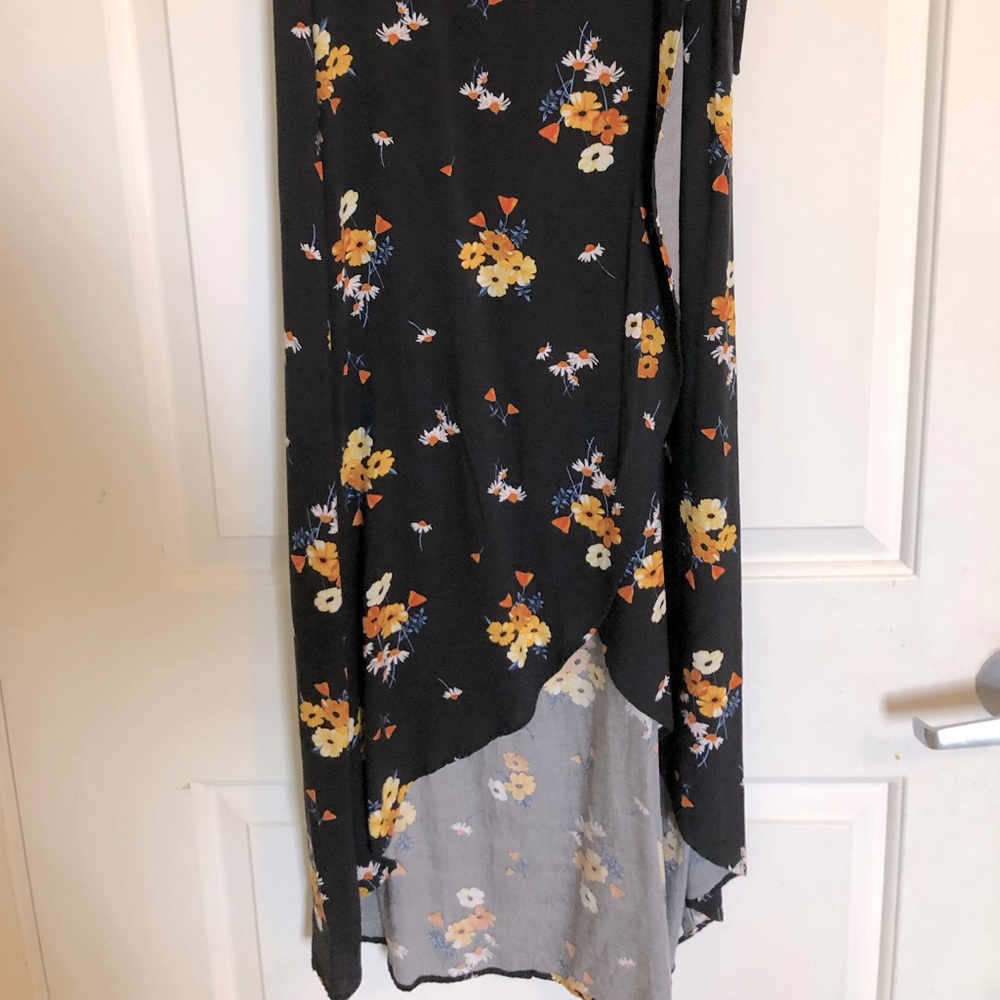 High-Low Floral Wrap Skirt